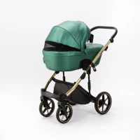 Коляска 2 в 1 Adamex LUMI SE Deluxe Изумрудная перламутровая экокожа