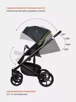 Коляска 3 в 1 Riko Basic Ozon черно-зеленый Арт 02