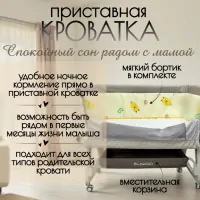 Приставная кроватка BubaGo Elva BG 183-1 Серый