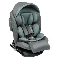 var-Автокресло INDIGO SMART+ Isofix, капюшон, подножка, 0+1+2+3 0-36 кг Арт серый-зеленый