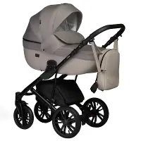 var-Коляска 2 в 1 Indigo MIO св.бежевая кожа+бежевый Арт S 01