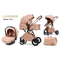 var-Коляска-трансформер Luxmom 3в1 V2(V8+C) коричневый