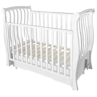 var-Детская кроватка Luiza 3 маятник+колеса, автостенка, ящик белый