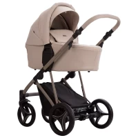 Коляска 2 в 1 Bebetto PELPASSO PRO 05 brown (коричневая кожа) коричневая рама